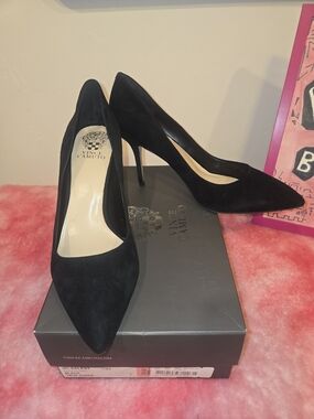 Vince Camuto Black Suede Pointed-Toe Stiletto Pumps
